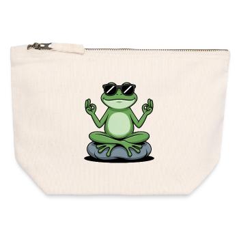 Zen frog with sunglasses - Canvas Zip Pouch 12 x 13 cm - nature - Front