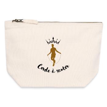 Saut à la corde  - Pochette zippée en toile 12 x 13 cm - blanc naturel - Devant