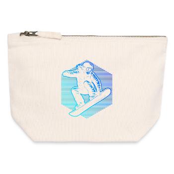 Neon Snowboarder Stripes - Canvas Reißverschluss-Täschchen (12 x 13 cm) - Naturweiß - Vorne