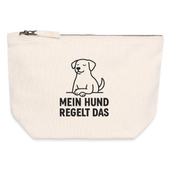 Mon chien est génial ! - Pochette zippée en toile 12 x 13 cm - blanc naturel - Devant
