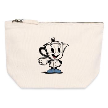 Vintage Mokkakanne Mascot - Canvas Reißverschluss-Täschchen (12 x 13 cm) - Naturweiß - Vorne
