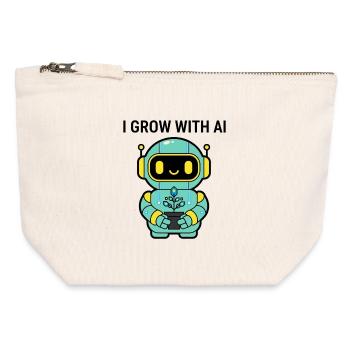 Kawaii-Roboter I Grow mit KI-Aufkleber - Canvas Reißverschluss-Täschchen (12 x 13 cm) - Naturweiß - Vorne