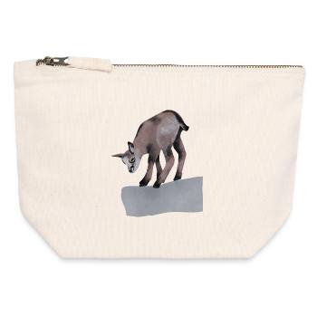 Chamois on the rock - Canvas Zip Pouch 12 x 13 cm - nature - Front