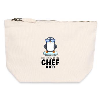 cooler Pinguin Chef Spruch - Canvas Reißverschluss-Täschchen (12 x 13 cm) - Naturweiß - Vorne