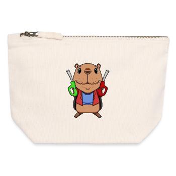 Gas station attendant Capybara gas station - Canvas Zip Pouch 12 x 13 cm - nature - Front