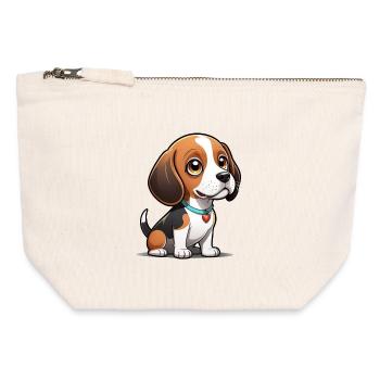 Beagle Heart Pup - Canvas Zip Pouch 12 x 13 cm - nature - Front