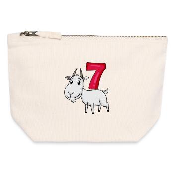 Motif 7e anniversaire Chèvre - Sept ans - Pochette zippée en toile 12 x 13 cm - blanc naturel - Devant