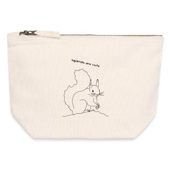 Écureuil mignon, lineart - Pochette zippée en toile 12 x 13 cm - blanc naturel - Devant