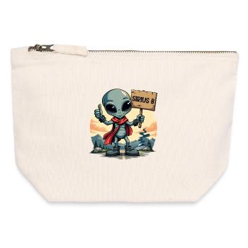 Cute Alien Hitchhiker Sirius B UFO Alien - Canvas Zip Pouch 12 x 13 cm - nature - Front