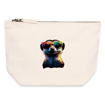 Lunettes de soleil suricate coloré mignon suricate - Pochette zippée en toile 12 x 13 cm - blanc naturel - Devant