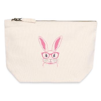 Lapin Lapin Lunettes Oreilles de Lapin Cadeau Lapin - Pochette zippée en toile 12 x 13 cm - blanc naturel - Devant