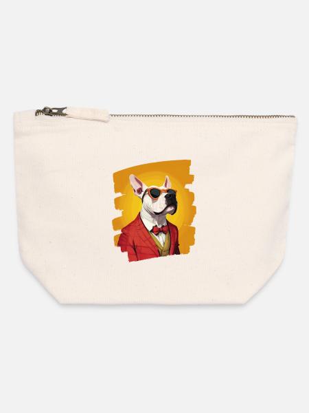 Bullterrier Kampfhund Hunderasse - Canvas Reißverschluss-Täschchen (12 x 13 cm) - Naturweiß