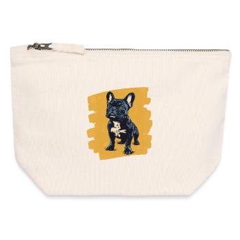 Frenchie Französische Bulldogge - Canvas Reißverschluss-Täschchen (12 x 13 cm) - Naturweiß - Vorne