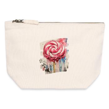 Sucette sucette bonbons bonbons - Pochette zippée en toile 12 x 13 cm - blanc naturel - Devant