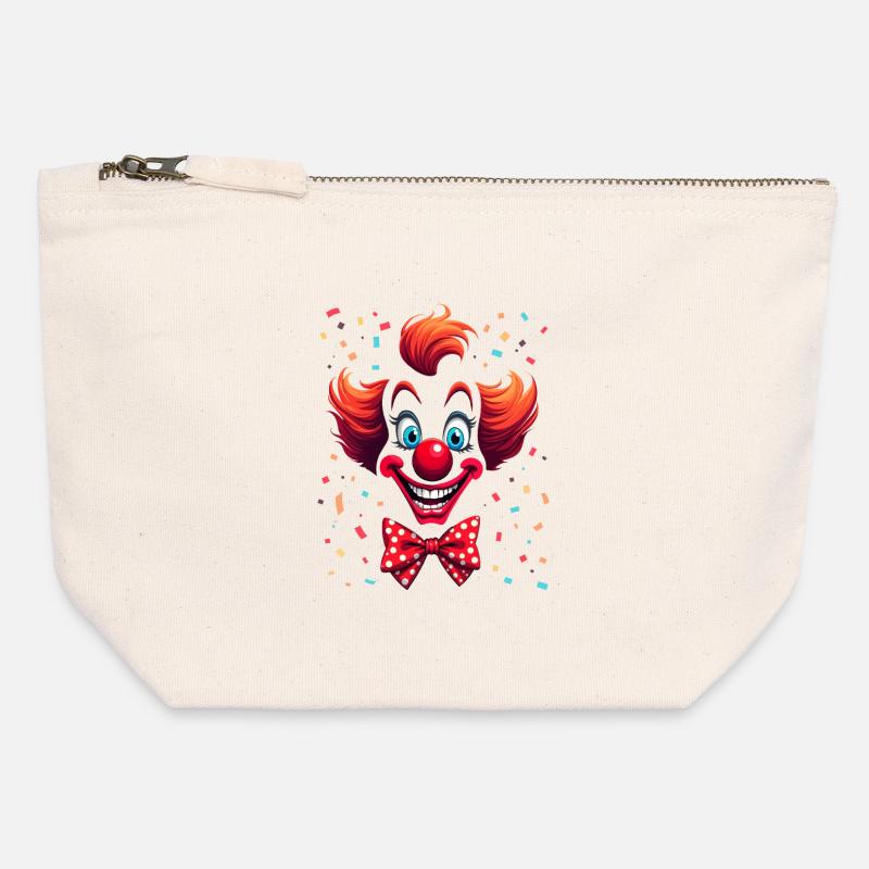 Frecher Clown mit Konfetti Design - Canvas Reißverschluss-Täschchen (12 x 13 cm) - Naturweiß