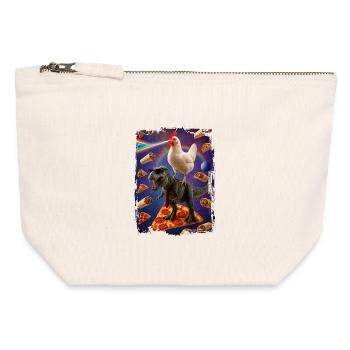 Galaxie des animaux heureux - Pochette zippée en toile 12 x 13 cm - blanc naturel - Devant
