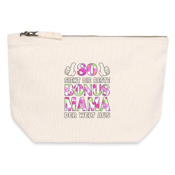 Bonus Mama Mutter Muttertag Stiefmutter Geschenk - Canvas Reißverschluss-Täschchen (12 x 13 cm) - Naturweiß - Vorne