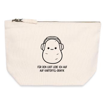 Patate gamer | Drôle de dicton pour les joueurs - Pochette zippée en toile 12 x 13 cm - blanc naturel - Devant