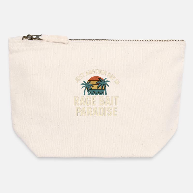 Rage Bait Paradise Retro Sunset, Funny Saying  - Canvas Zip Pouch 12 x 13 cm - nature