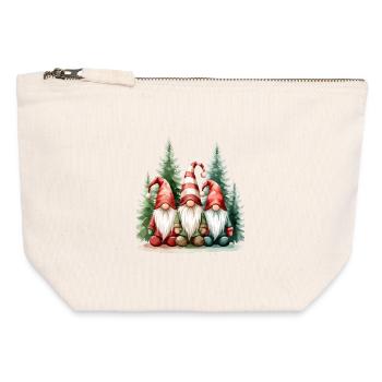Drei Gartenzwerge im Winterwald - Canvas Reißverschluss-Täschchen (12 x 13 cm) - Naturweiß - Vorne