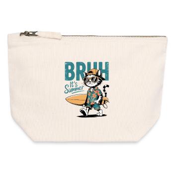 Surfer cat with surfboard - Canvas Zip Pouch 12 x 13 cm - nature - Front