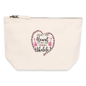 Le ukulélé hawaïen n’est pas ton - Pochette zippée en toile 12 x 13 cm - blanc naturel - Devant