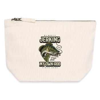 Always Jerking My Rod Funny Fishing Born 2000 - Canvas Zip Pouch 12 x 13 cm - nature - Front