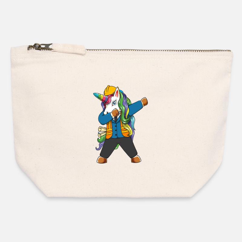 Dabbing Unicorn Engineer Construction Worker - Canvas Zip Pouch 12 x 13 cm - nature