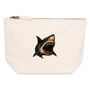 Shark Grunge Design – Aggressive Shark Look - Canvas Zip Pouch 12 x 13 cm - nature - Front