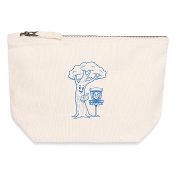 Disque volant drôle de Disc Golf BONK Arbre et Panier - Pochette zippée en toile 12 x 13 cm - blanc naturel - Devant