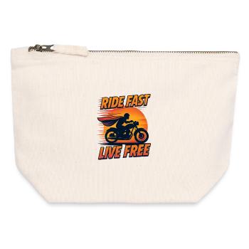 Ride Fast Live Free - Canvas Reißverschluss-Täschchen (12 x 13 cm) - Naturweiß - Vorne