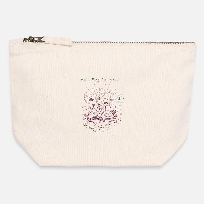 read books and be kind - Canvas Zip Pouch 12 x 13 cm - nature