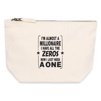 Presque millionnaire disant que j’ai tous les zéros - Pochette zippée en toile 12 x 13 cm - blanc naturel - Devant