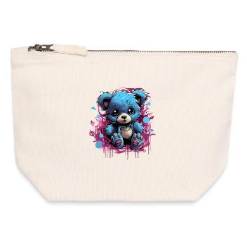 Blue Cuddly Bear Graffiti Pop - Canvas Zip Pouch 12 x 13 cm - nature - Front