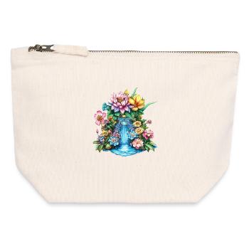 Blumenwasserfall Kaleidoskop - Canvas Reißverschluss-Täschchen (12 x 13 cm) - Naturweiß - Vorne