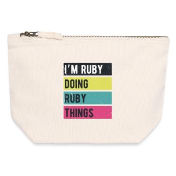 Ich bin Ruby und mache Rubin-Dinge in Retro-Farben - Canvas Reißverschluss-Täschchen (12 x 13 cm) - Naturweiß - Vorne