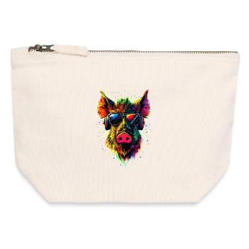 Wild boar Wild boar Wild boar Pig Hunter - Canvas Zip Pouch 12 x 13 cm - nature - Front