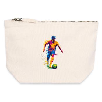 Farbspritzer Fußballheld - Canvas Reißverschluss-Täschchen (12 x 13 cm) - Naturweiß - Vorne