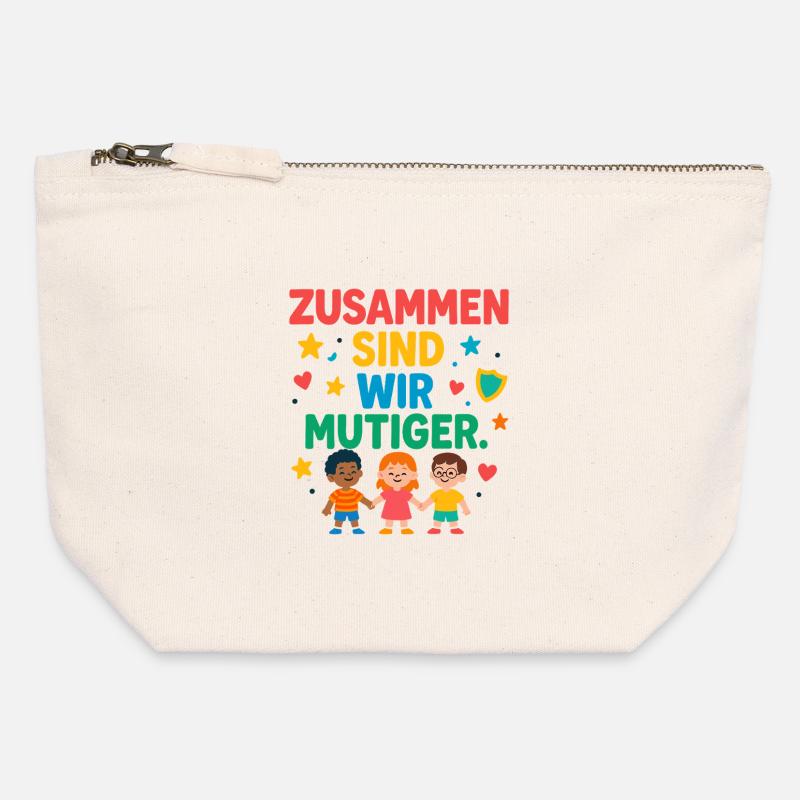 Together we are more courageous - Canvas Zip Pouch 12 x 13 cm - nature