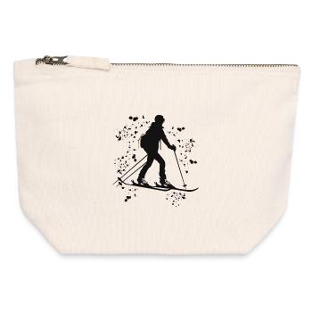 Alpine skier Winter sports Ski touring - Canvas Zip Pouch 12 x 13 cm - nature - Front