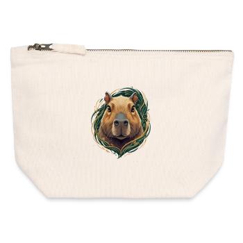 Capybara in an ornamental frame - Canvas Zip Pouch 12 x 13 cm - nature - Front