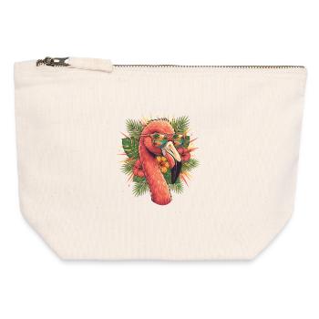 Tropiques des flamants roses - Pochette zippée en toile 12 x 13 cm - blanc naturel - Devant