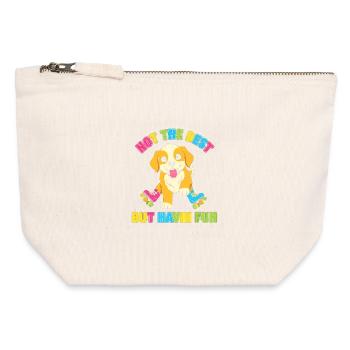 Rolling dog – fun despite bad luck - Canvas Zip Pouch 12 x 13 cm - nature - Front