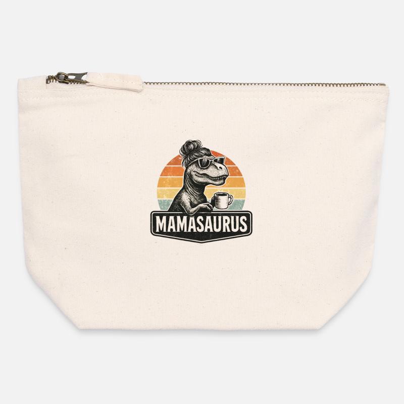 Mamasaurus Mama Mutter Geschenkidee Humor Lustig - Canvas Reißverschluss-Täschchen (12 x 13 cm) - Naturweiß
