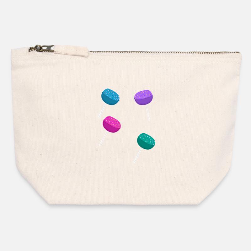 Lollipop lollipops sweets - Canvas Zip Pouch 12 x 13 cm - nature