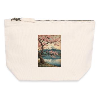 Kirschblüten am Mount Fuji - Canvas Reißverschluss-Täschchen (12 x 13 cm) - Naturweiß - Vorne