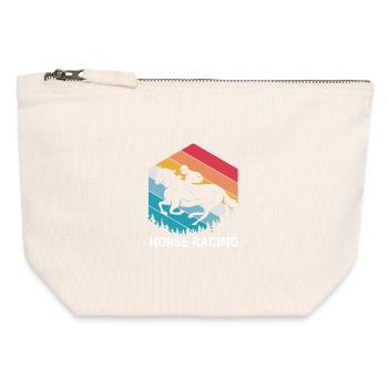 Courses de chevaux - Pochette zippée en toile 12 x 13 cm - blanc naturel - Devant