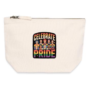 Celebrate Pride LGBTQ Regenbogen - Canvas Reißverschluss-Täschchen (12 x 13 cm) - Naturweiß - Vorne