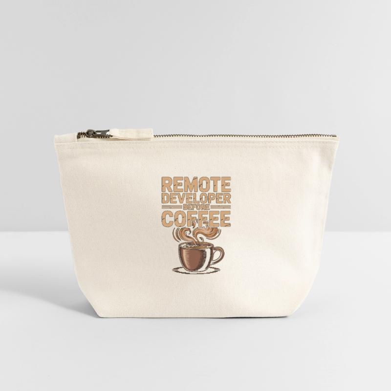 Remote Developer Before Remote Coder Coffee Lover Canvas Zip Pouch 12 x 13 cm