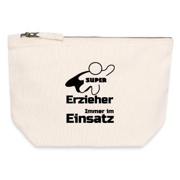 Super Erzieher Geschenk - Canvas Reißverschluss-Täschchen (12 x 13 cm) - Naturweiß - Vorne